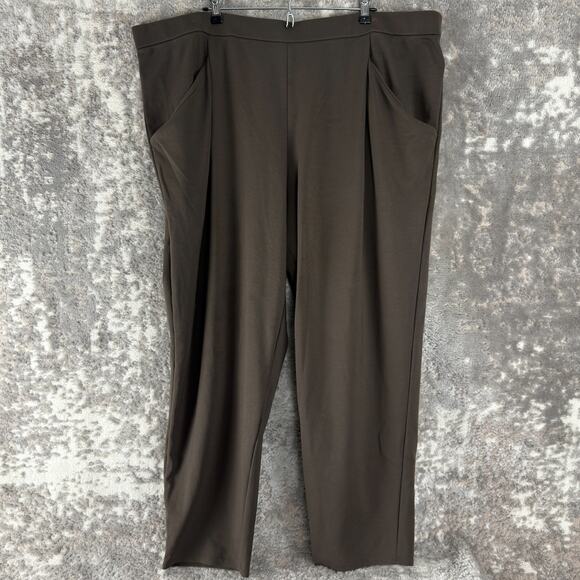 Eileen Fisher Plus Size 3X Minimalist Flat Front Stretch Pants Brown Pull On - Picture 1 of 10